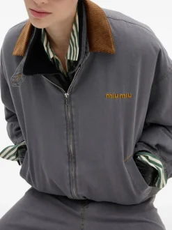 Jackets & Coats>MIU MIU Velvet Collared Chambray Jacket