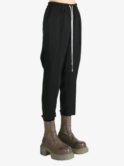 Pants>RICK OWENS Viscose Drawstring Cropped Pants