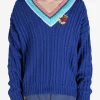 Knitwear | Knitwear>SKY HIGH FARM V-Neck Striped Cableknit Sweater