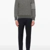 Knitwear>THOM BROWNE W/4 Bar Striped Relaxed Fit Crew Neck Pullover