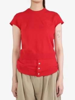 Knitwear>MERYLL ROGGE W/ Cap Sleeve Crew-Neck Sweater