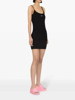Dresses>OFF-WHITE WHITE Off Stamp Rib Basic Tank Dress