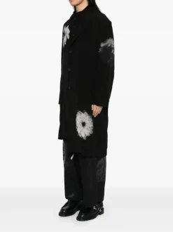 Jackets & Coats>YOHJI YAMAMOTO POUR HOMME White Flower Print Slit Jacket