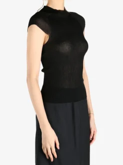 Tops>AMOMENTO Wholegarment Cap Sleeve Knit Top