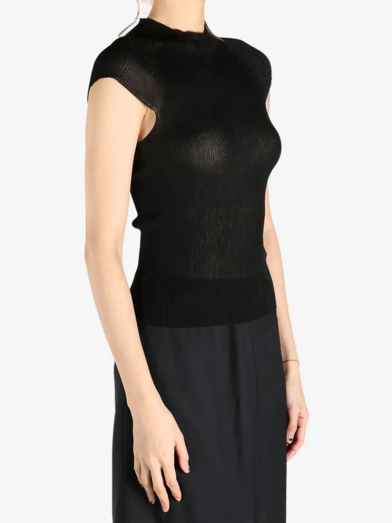 Tops>AMOMENTO Wholegarment Cap Sleeve Knit Top