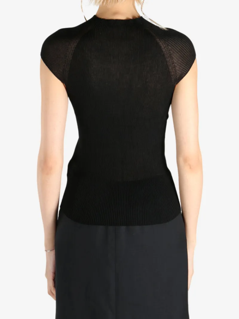 Tops>AMOMENTO Wholegarment Cap Sleeve Knit Top