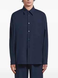 Shirts>MARNI Wool Long Sleeve Shirt w Pocket