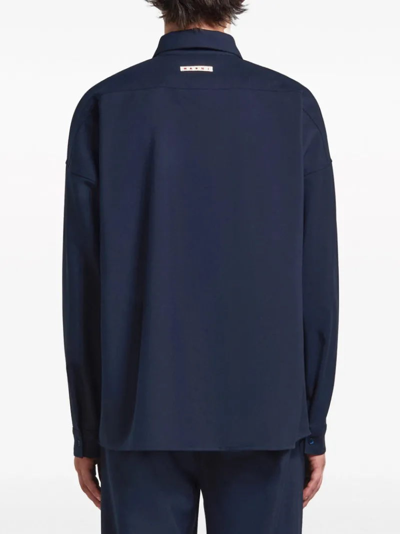 Shirts>MARNI Wool Long Sleeve Shirt w Pocket