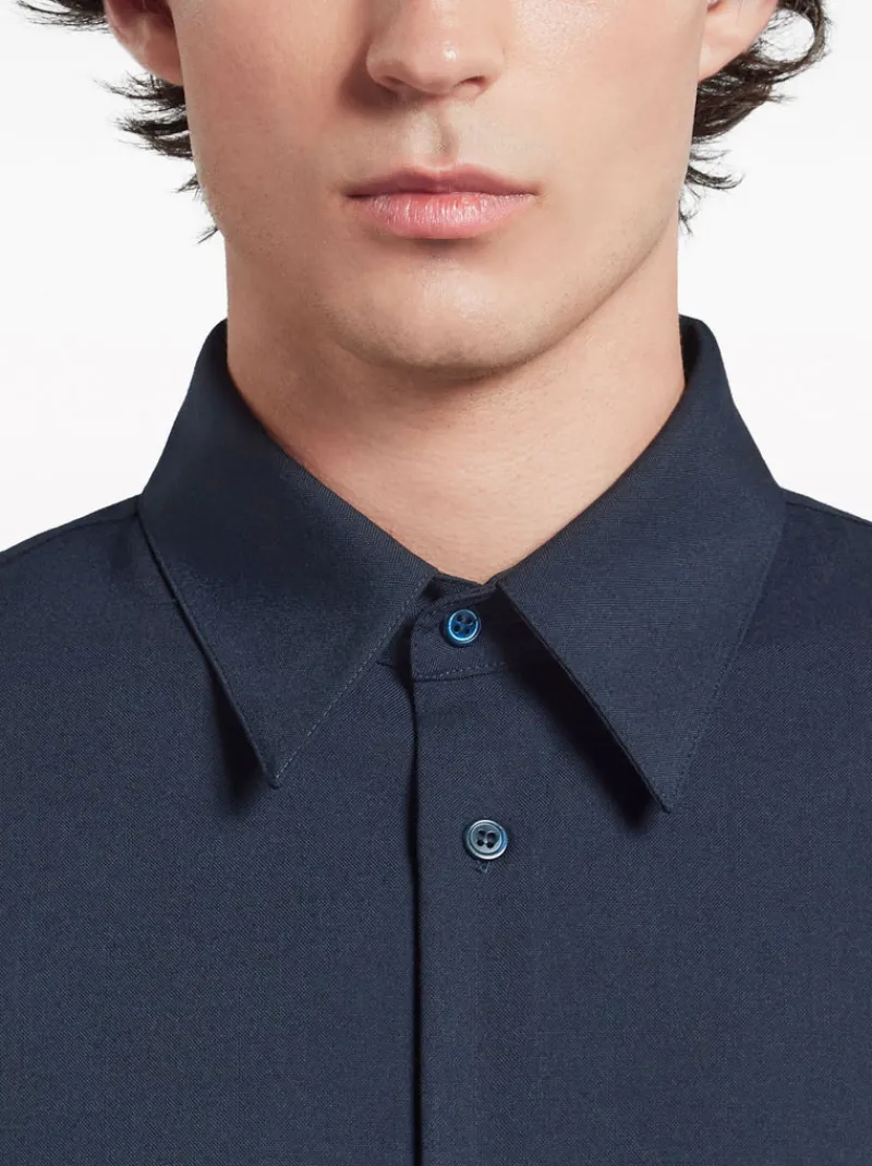 Shirts>MARNI Wool Long Sleeve Shirt w Pocket