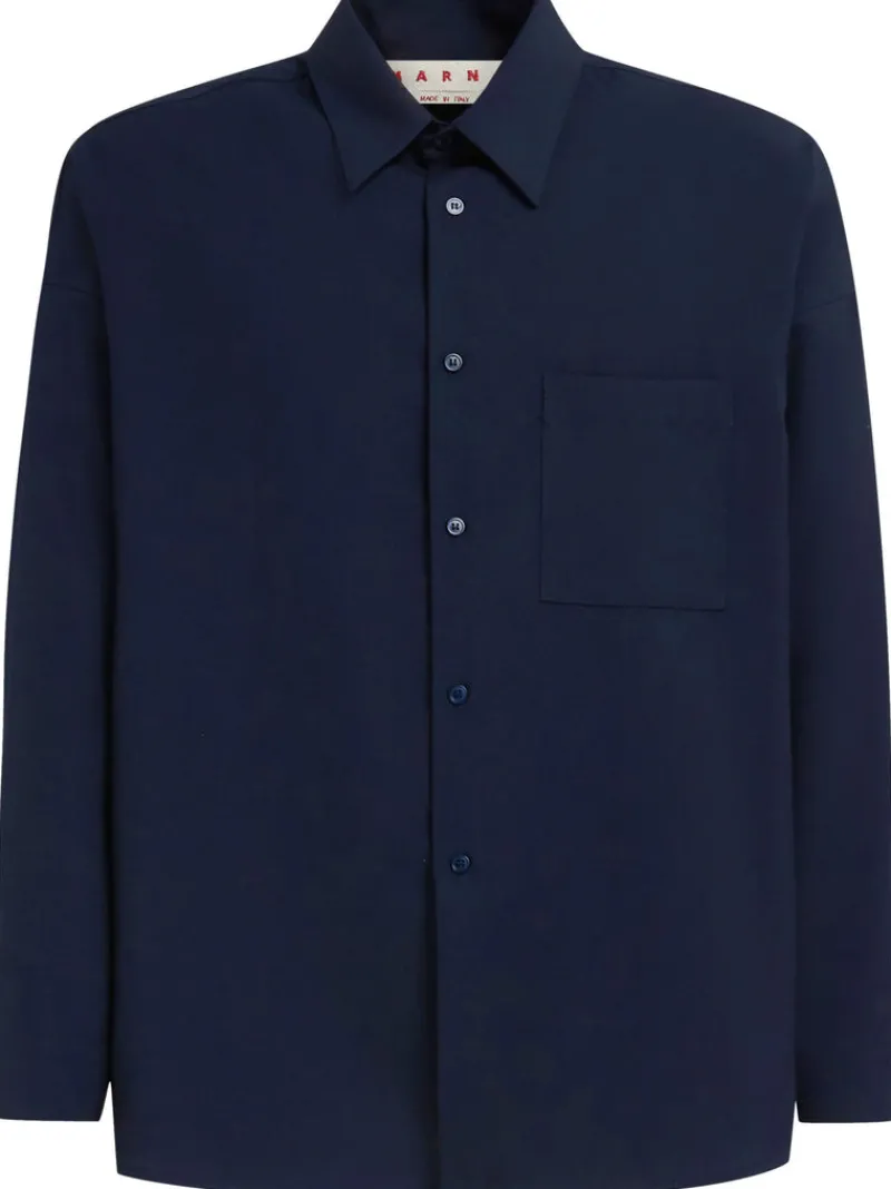 Shirts>MARNI Wool Long Sleeve Shirt w Pocket