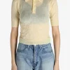 Shirts>AURALEE Wrinkled Wool Polyester High Gauge Knit Polo Shirt