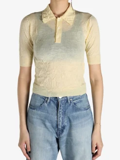 Shirts>AURALEE Wrinkled Wool Polyester High Gauge Knit Polo Shirt